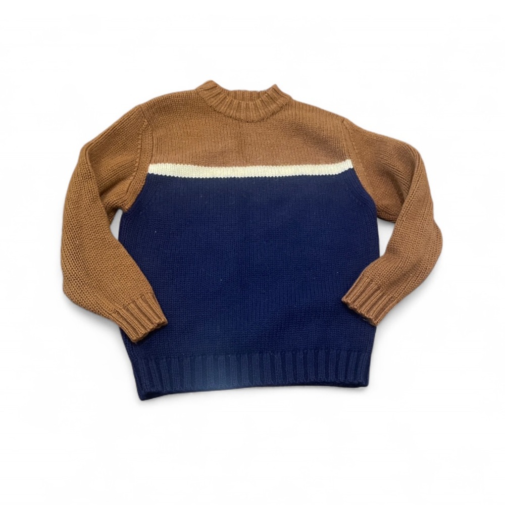 Jaeger Classic Crewneck Sweater in Brown and Navy